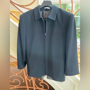 Bernini of Beverly Hills Italian Minimalist Jacket | Black Zip Front | Size M